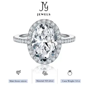 [JYJZZ011]（Suzanne）925 Silver Oversized Pigeon Egg 3CT Zirconia Valentine's Day Proposal Gift Anniversary Engagement Ring, Christmas Holiday Gift.