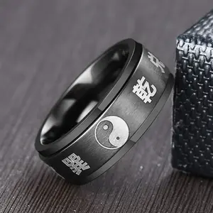 Fashionable and Popular Men Yin & Yang Pattern Ring Stainless Steel for Jewelry Gift and for a Stylish Look
