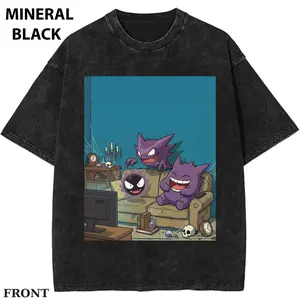 Pokebon Gastly, Haunter T-shirt, Anime PKM Shirt, Spooky Cute Anime Shirt, Halloween Gaming Graphic Tee, Cozy Horror Aesthetic Outfit, Creepy Cute Streetwear Womenswear Top