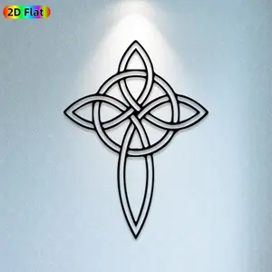 1pc Celtic Knot Cross Metal Wall Art, Intricate Celtic Knot Cross Statue Mural, Ideal Gift for New Year, Christmas, Celtic Culture Enthusiasts,  Perfect for Living Room Wall & Garden Fence, Unique Religious & Cultural Home Decor