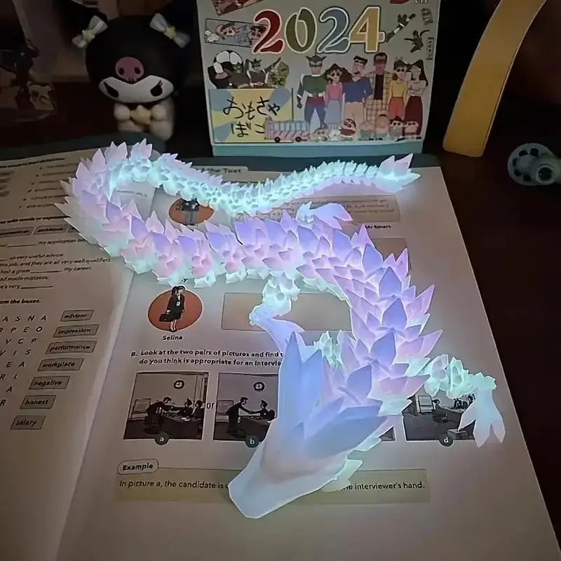 3D Printed Luminous Dragon Statue, 1/3 Counts Creative Desktop Decoration, Home Decor Ornament for Living Room Bedroom Office, Birthday Gift
