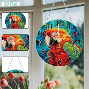 2D FLAT2D Flat DIY Irregular Shaped Drilling Diamond Painting Ornament with Clock Function Diamond Painting Clock Pendant Diamond Art DIY Diamond Painting Kit for Adults & Beginners, No Skills Needed. Sparkling Art to Brighten Rooms & Perfect Festive Gift