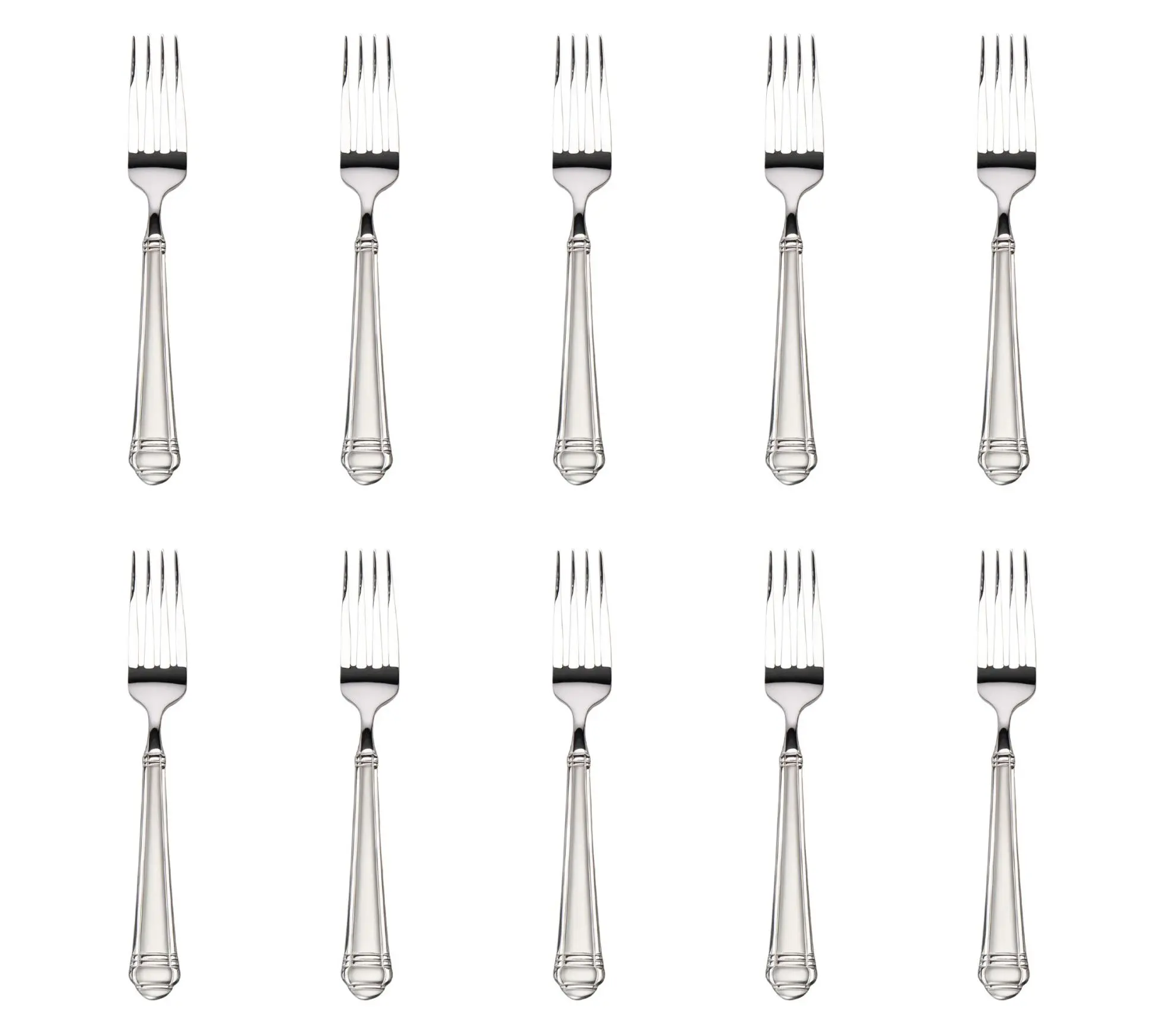 Godinger Set of 10 Crete Sandblast 18/0 SS Salad Forks