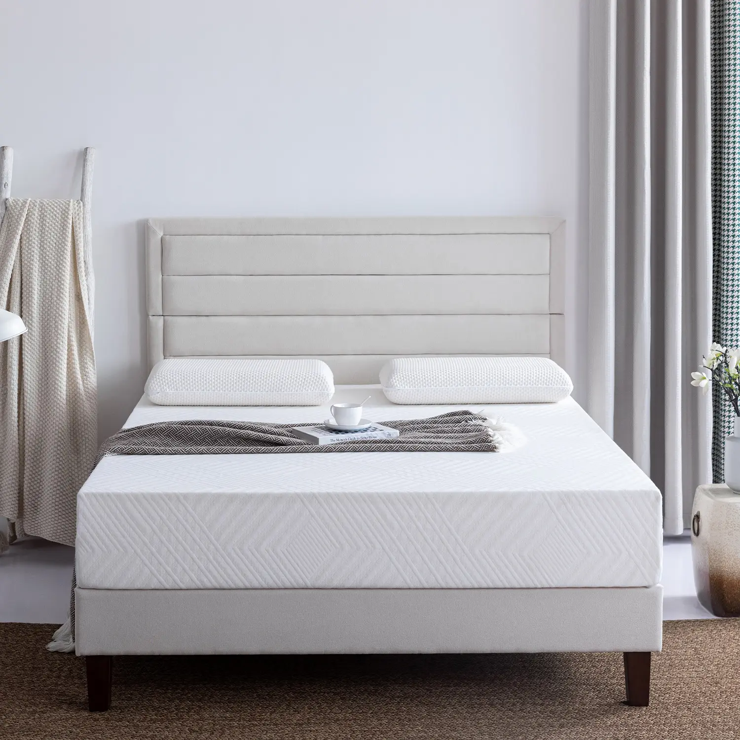 EGO White Mattress, Green Tea Memory Foam, CertiPUR-US Certified, Cooling Gel Infused, Fiberglass-Free, Graphene Technology, Queen & King Sizes Bed Breathable Comfort