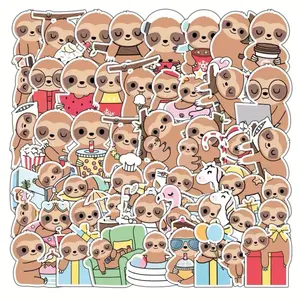50 pack of sloth animal stickers. Waterproof Decals. No Duplicates. Great for Water Bottles, Decor, Decorative Set