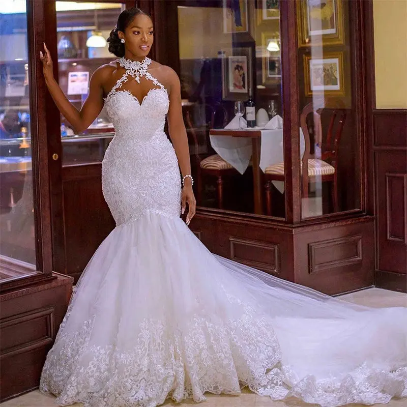 Vintage Lace Beaded Halter Neck Mermaid Wedding Dress Floor-Length Tulle Bridal Gown with Sweep Train Sleeveless Glamorous Summer Dress - Womenswear - TikTok Shop Vintage Lace Beaded Halter Neck Mermaid Wedding Dress Floor-Length Tulle Bridal Gown with Sweep Train Sleeveless Glamorous Summer Dress - Womenswear - TikTok Shop
