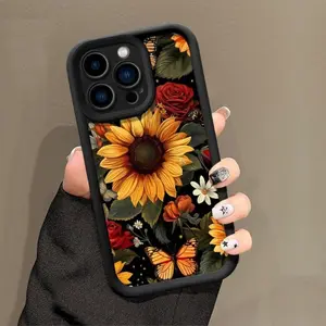 Floral Sunflower Pattern Phone Case for iPhone X/XS XS Max 11 12 13 14 15 16 Pro Max Plus, Anti-Drop Protector Compatible with