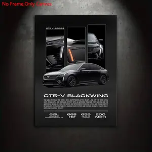 1pc frameless canvas painting print poster, Unframed Art Print, classic minimalist art, black CT5-V Blackwing, gift for performance car enthusiasts, gift for bedroom, living room, kitchen, dormitory corridor, mural, wall decoration, room decoration