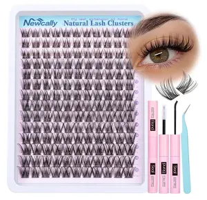 Lash Clusters Kit Wispy Natural Cluster Eyelash Extension Kit DIY Lash Extension Kit C-curly 10-16MM Eyelash Clusters Volume Individual Lashes Kit by Newcally