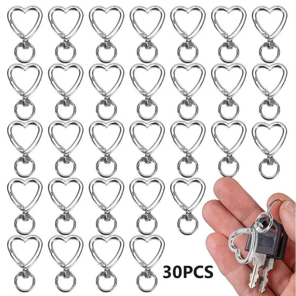 summerwins 30 Pcs Heart Aluminium Alloy Keychain Set with Spring Snap Chain Clips - Cute Valentine's Day Gifts for Women, DIY Charms for Keys, Backpack Accessories (Bulk), Keychains For Women, Cute Keychains