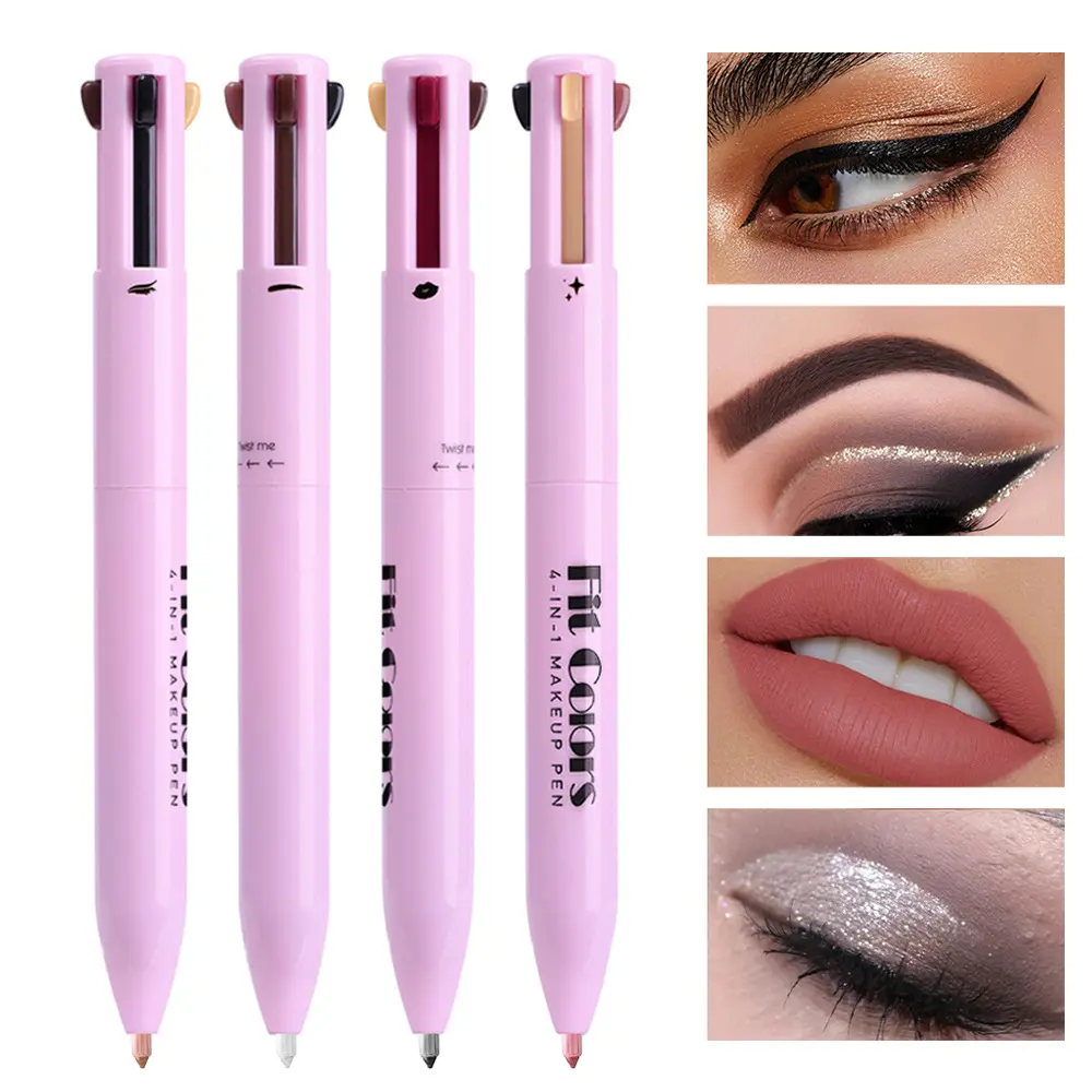 Limited 200 Pcs! 4 in 1 Portable Makeup Pen, Waterproof Eyeliner, Brow Pencil, Matte Lip Liner & Shimmer Highlighter Stick. Sweat-proof smooth cream liner, pocket travel cosmetic, beginner friendly for daily contour party makeup