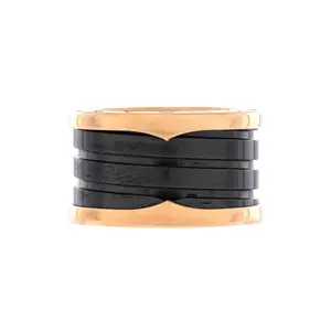 Pre-owned Bvlgari B.Zero1 Three Band Ring 18K Rose Gold and Ceramic by Rebag