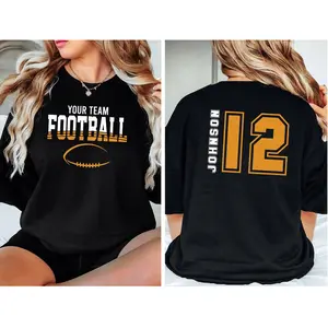 Customized Football Sweatshirt, Your Name Football Shirt, Football Shirt, Game Day Shirt, Football Season Shirt, Football Mom Shirt Unisex Custom Name and Number