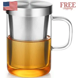 16.9 Oz Borosilicate Glass Tea Mug Cup Tea Glasses