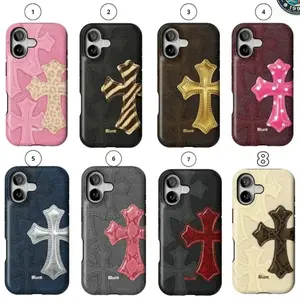 Sugar Cross Brownscale Saint Cheetah Cross Pink Cheetah Cross Blunt Tough Phone Case for iPhone 17 16 15 14 13 12 11 Pro Max Plus