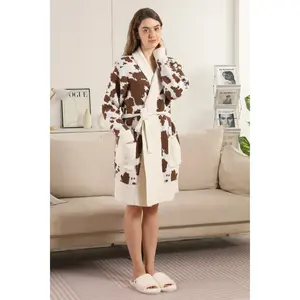 Luxury Soft Cow Print Robe
