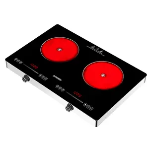 Bamusen Portable Electric Ceramic Cooktop, 1500W+1500W Electric cooktop with child Safety Lock, Knobs & Touch Control Double Burner, 9 level adjustable temperature. Kitchen & Household Appliances Induction Stovetop