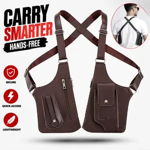 Double Shoulder Armpit Bag for Men, Anti-Theft Harness Chest Bag, Leather Anti-Pickpocket Crossbody Sling Bag with Dual Shoulder Straps, Secure Hidden Wallet Bag for Travel, Outdoor, Hiking and Daily Carry.inflatable pool