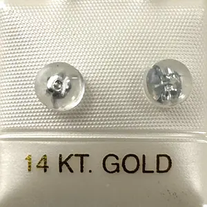 Pair of 14K Solid White Gold 5.1mm Silicone Ear Backs