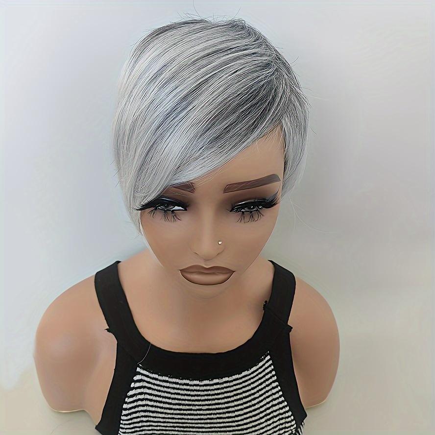 Short Shag Layered Wig in Silvery Gray And Black with Bangs, Perfect for a Storm-Themed Costume Or Cosplay