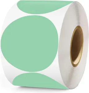 2 Inch Green Circle Thermal Sticker Labels,1000pcs Self-Adhesive Round Direct Thermal Labels,Multi-Purpose Multifunctional Roll Thermal Stickers,for Barcodes,QR Code,DIY Logo Design,Name Tag