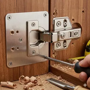 Heavy Duty Cabinet Door Repair Bracket: Anti-Sagging Fix for Loose Hinges, Single Plate for Kitchen & Wardrobe, Easy DIY Installation, Durable Metal Reinforcer for Furniture Home Improvement.