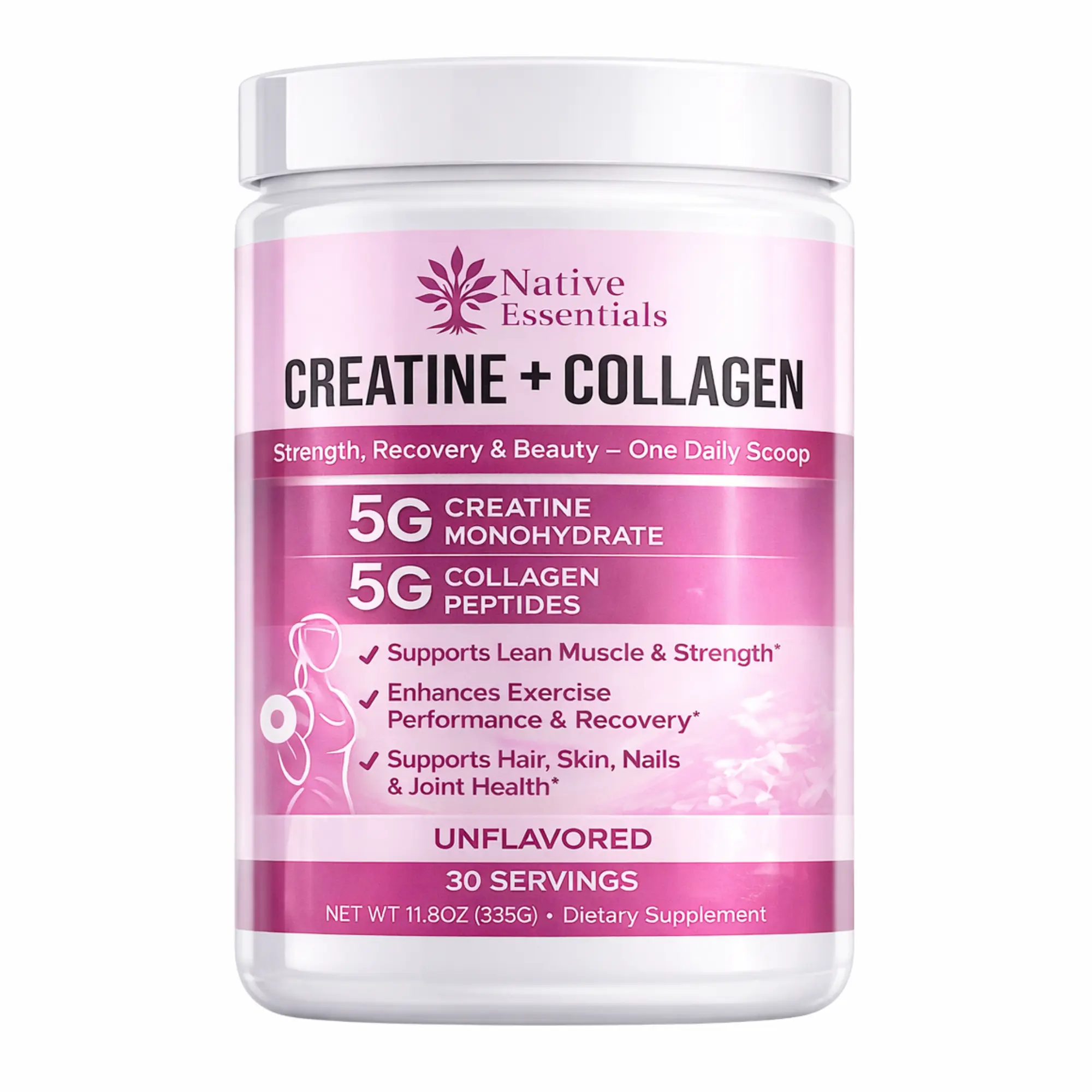 Native Essentials Creatine + Collagen for Women 5g Creatine Monohydrate ...
