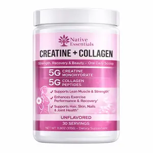 Native Essentials Creatine + Collagen for Women 5g Creatine Monohydrate & 5g Collagen Peptides Support Lean Muscle Energy & Healthy Glow USA Made Edible Supplement