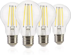 Jaspertronics™ Dusk to Dawn Outdoor Sensor A19 LED Light Bulb, 5000K Daylight,8W (100W Eqv.), 1400LM, Vintage Filament E26 Base,Auto On/Off Photocell Automatic for Energy-Efficient Outdoor Lighting, 4 Pack