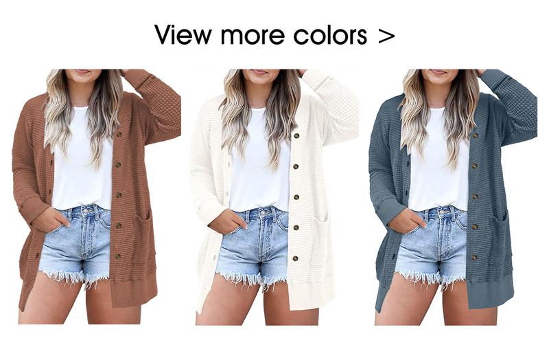 Aleumdr Women's Plus Size Cardigans Casual Long Sleeve Waffle Knit Front Button Tops 1X-5X Soft Breathable Stretchy Skin-Friendly Comfortable Everyday Wear