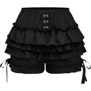 Women's Plus Size Bloomer Y2K Gothic Skirt Bow Lace Trim Ruffle Bloomer Shorts