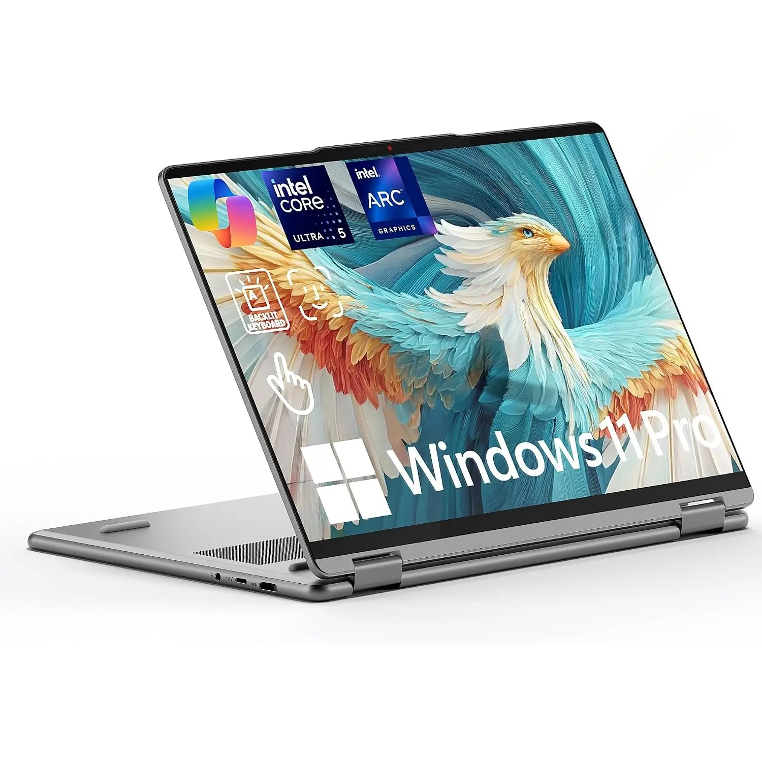 Lenovo Yoga 7i 2 in 1 Laptop, 16" 2K Touchscreen Display, Intel Core Ultra 5 226V, 16GB LPDDR5X RAM 512GB SSD, Intel Arc 130V(Up to 40 Tops), Thunderbolt 4, FP, WiFi 7, 26.5H Battery Life, Win 11 Pro