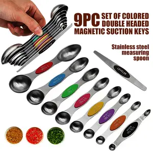 Modern Stainless Steel Magnetic Measuring Spoon Set Dual-Sided for Dry & Liquid Measurements Household Food Grade Kitchenware Accurate Scale Utensils Home Essentials Cooking Gadgets