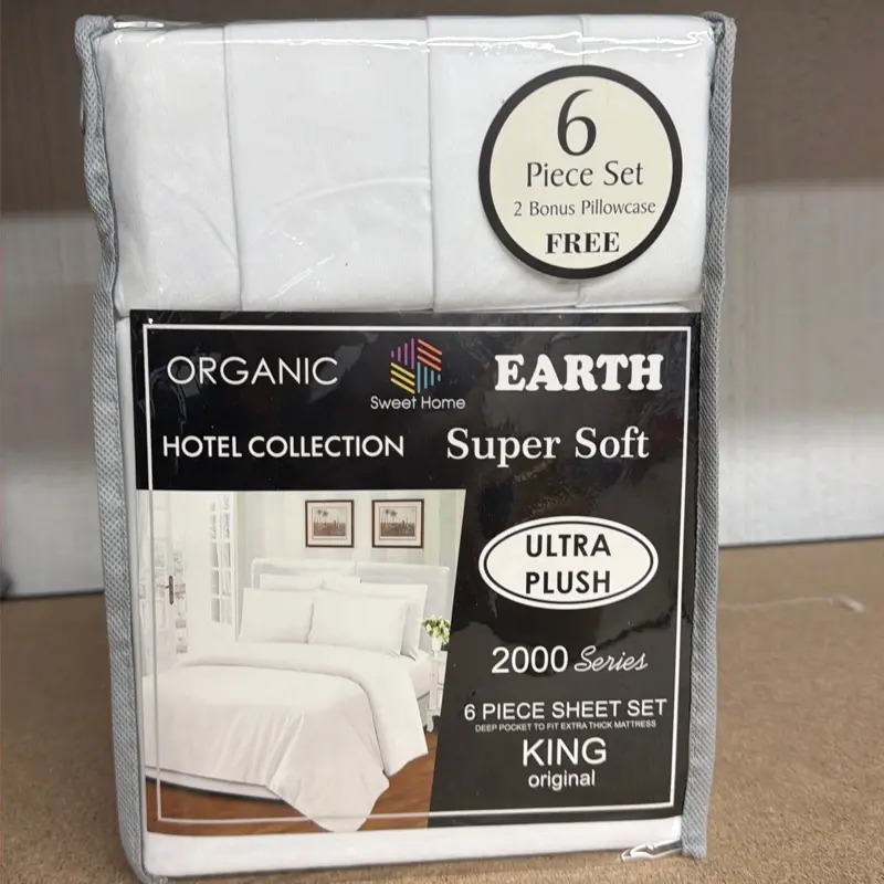king size 6 pcs organic bamboo in white