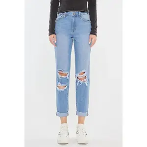 Kancan High Rise Distressed Mom Jeans