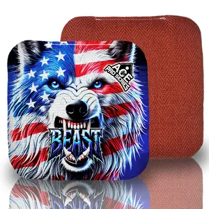 BEAST Carpet Cornhole Bags - Red - Wolf USA Flag