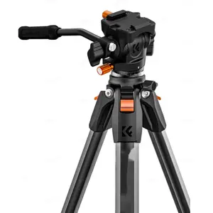 Camera Tripod, K&F CONCEPT Video Tripod with Fluid Head, 187cm Camera Tripod, Travel Tripod, with Detachable Monopod, Aluminum Travel Tripod