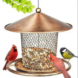 Outdoor Bird Feeder, Hanging Bird Feeder, Heavy Metal Wild Finch Feeder with 2-Pound Capacity, Cute Lantern Design, Garden Yard Decoration