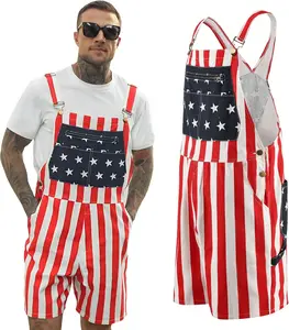 Men Overalls American Flag Overalls Checkered Overall Men Women USA Overall Game Bibs Coveralls Crotch Zipper Giftdigger