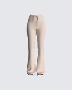 Elsie Taupe Ribbed Pant