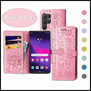 Leather Flip Wallet Cellphone Case with Card Holder for Samsung Galaxy 22 23 Ultra 24 Plus 25 26 FE 30, Shockproof Protective Cover with Lanyard