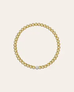 4mm Gold Bead Bracelet with Diamond Bead