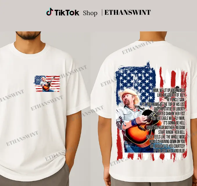 Toby Keith Courtesy Red White & Blue Shirt, Toby Keith Tee, For Women, For Men, Fashion Cotton, Full Sizes