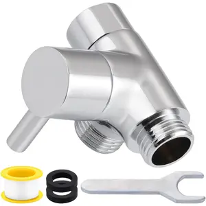 All Metal 2-Way Shower Arm Diverter Valve, G1/2 Solid Brass Shower Splitter for Handheld and Fixed Showerhead – Universal Bathroom Diverter Replacement Part Chrome