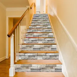 3D Marble Pattern Stair Sticker, 13pcs Waterproof Self-adhesive Staircase Decoration Sticker, DIY Staircase Decoration Sticker for Home Living Room, Ornaments, Waterproof Marble Stickers, Sticker Tiles