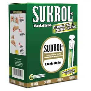 Sukrol bebible 10 ampollas .34oz each. Liquid shots with Vitamin Bs from Guatemala Supplement