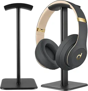 Headphone Stand, Universal Aluminum Supporting Bar, Anti-Slip Base for All Headphones Size for Tech Enthusiasts, Music Lovers, Gamers, Office Workers(Black)