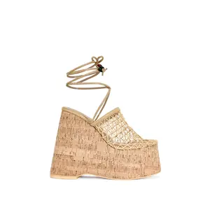 VENNE-NUDE PLATFORM WEDGE WRAP-AROUND SANDAL