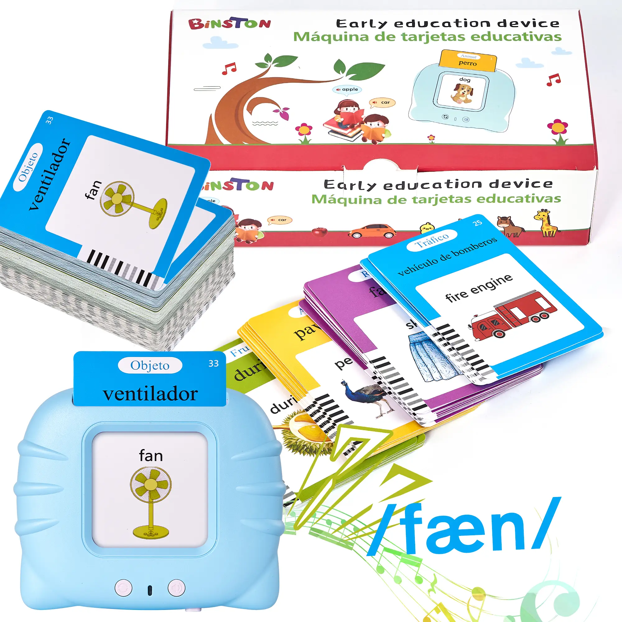 Spanish & English Talking Flash Cards for Toddler, Bilingual Flash Cards Learning Montessori Toys with 224 Sight Words, Speech Therapy Toys for Childr
