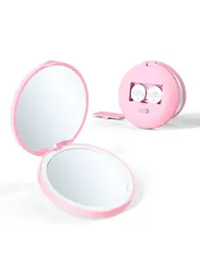 LED Compact Makeup Mirror | Portable LED Magnifying Mirror | Travel Essentials Makeup Mirror | 1x/2x Magnification | Double-Sided Adjustable Brightness | For Travel Home Office